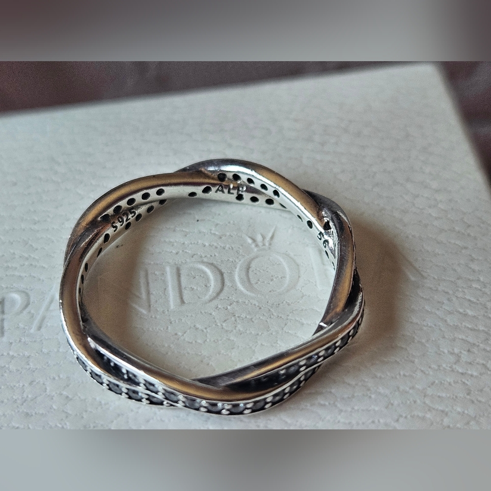 Pandora Sparkling Twisted Lines Sterling Silver R… - image 7